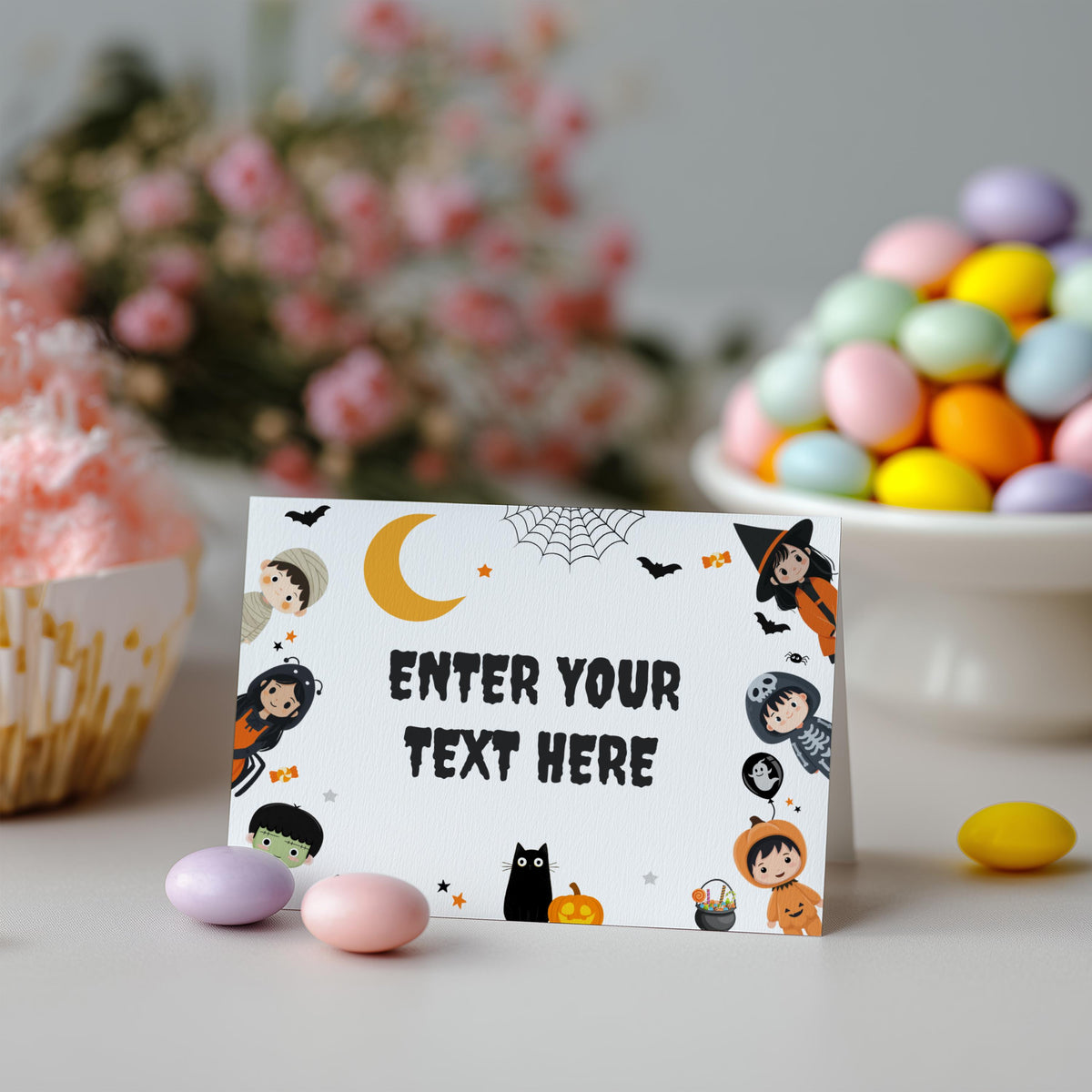 Editable Halloween Food Labels Halloween Costume Party, Pumpkin Witch Mummy Halloween Party, Name Card Party Decor Template Printable