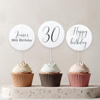 30th Minimalist Modern Cupcake Toppers, 30th Birthday, Gender neutral, Simple Cake Topper 9176