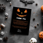 Editable Halloween Pumpkin Face Party Thank You Card | Instant Download Template
