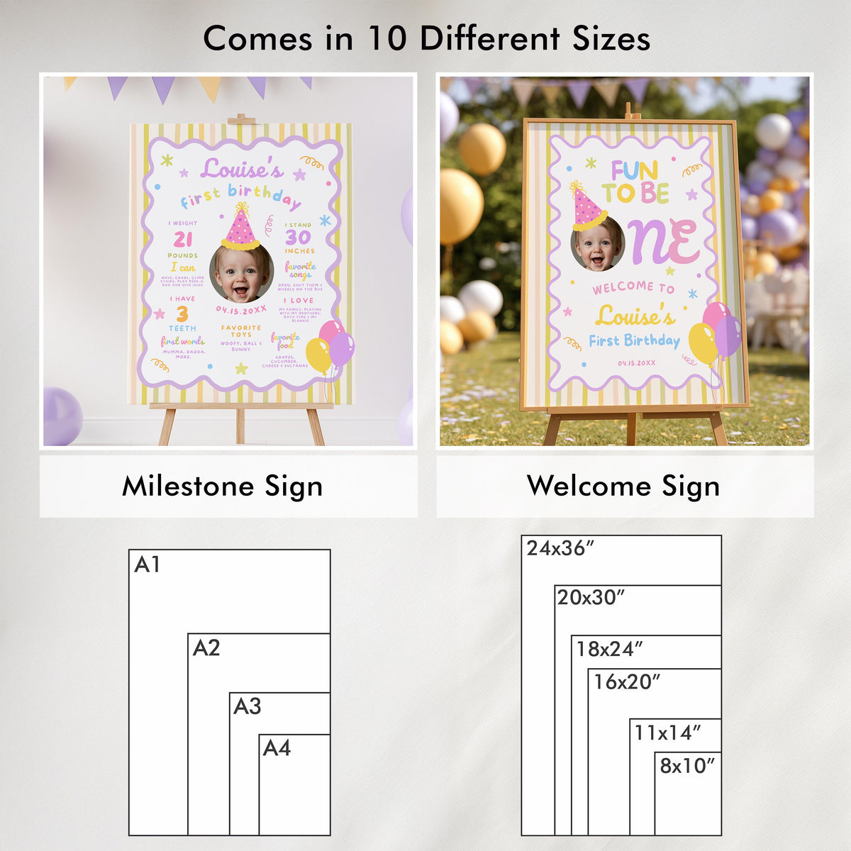 Fun to Be One Birthday Decorations, Girl 1st Birthday Bundle, Printable Party Set