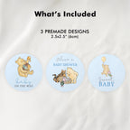 Blue Winnie the Pooh Baby Shower Cupcake toppers, Party Cake topper