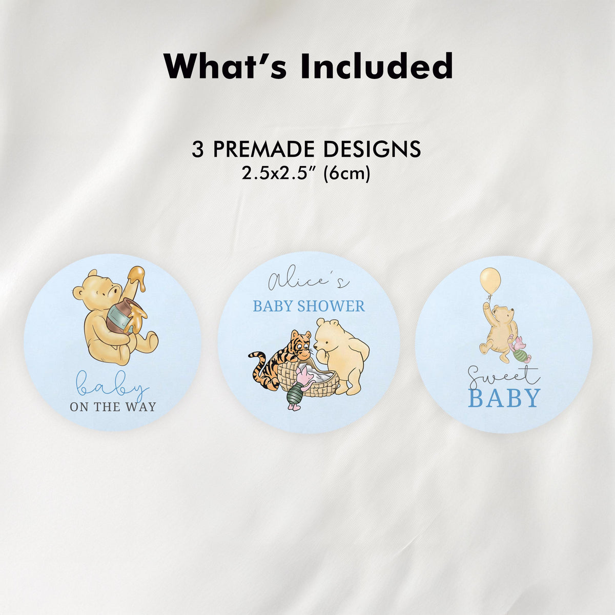 Blue Winnie the Pooh Baby Shower Cupcake toppers, Party Cake topper