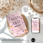 Pink Ghost Halloween Birthday Invitation: Editable Canva Template (Digital Download) 9162