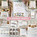 Editable Safari Party Decorations, Girl One Wild Party Package Birthday Invitations Bundle Jungle animals Template Instant Download