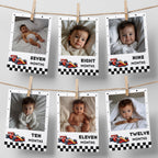 Fast One First Year Photos, Cars 1st Birthday Photos, Baby's First Year Month Photos, Monthly Photo Banner 5987