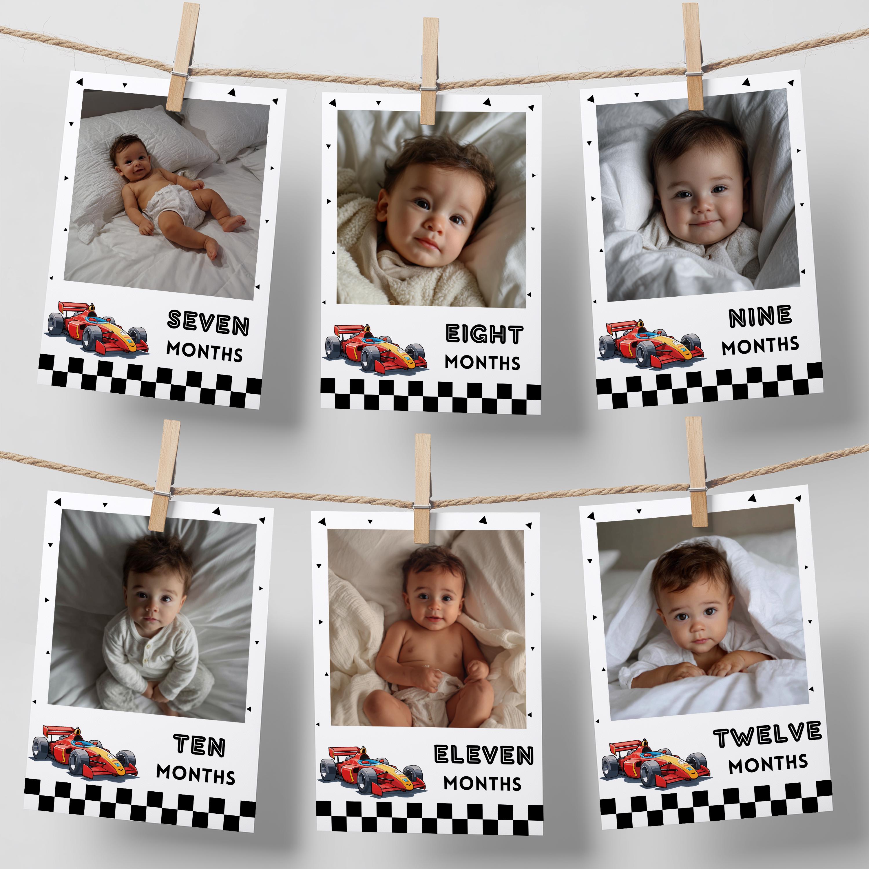 Fast One First Year Photos, Cars 1st Birthday Photos, Baby's First Year Month Photos, Monthly Photo Banner 5987