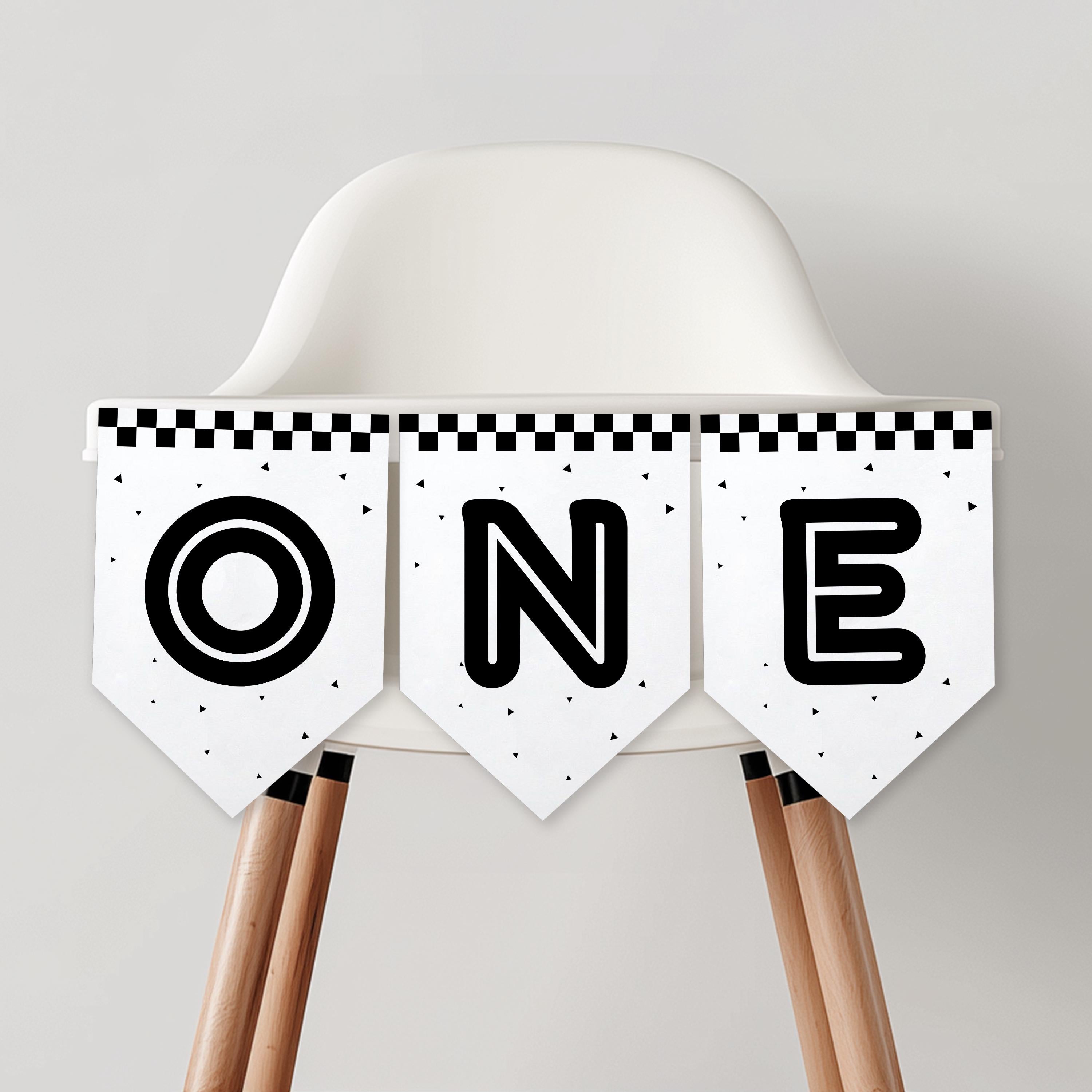 Race Car High Chair Banner, Car First Boy Birthday Party Decor Banners 5987