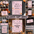 Pink Halloween Party Bundle, Hey Boo Girl Halloween Decorations Printable Download