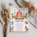 Editable Farm Thank you card, Farm Birthday Note card, Barnyard Party, Printable template Digital Instant download