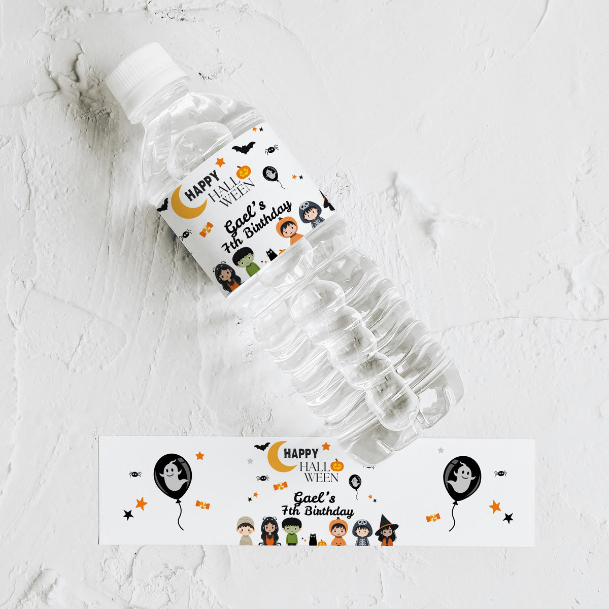 Costume Party Bottle Label, Halloween Birthday Water Bottle Labels