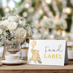 Winnie the Pooh Food Labels, Birthday Food Label Tent Card