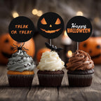 Editable Halloween Pumpkin Face Party Cupcake Toppers | Printable Cake Toppers | Instant Download Template
