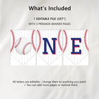 Baseball High Chair Banner, Rookie Printable Bunting Flag