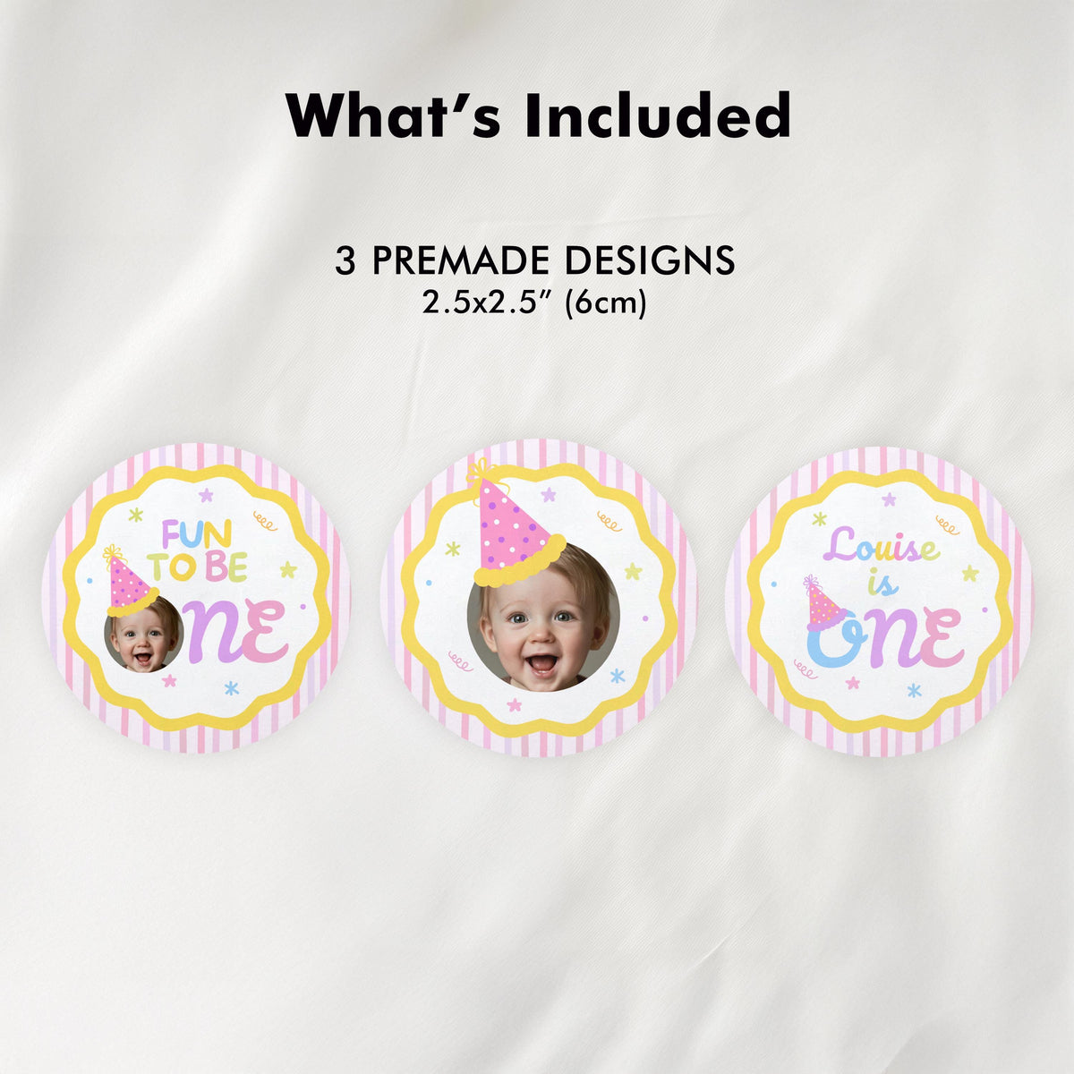 Fun to Be One Cupcake Topper, 1st Birthday Cupcake Toppers