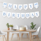 Blue bow Happy Birthday Banner, Printable Happy Birthday Banner , Birthday Decoration, Blue bow Birthday Banner