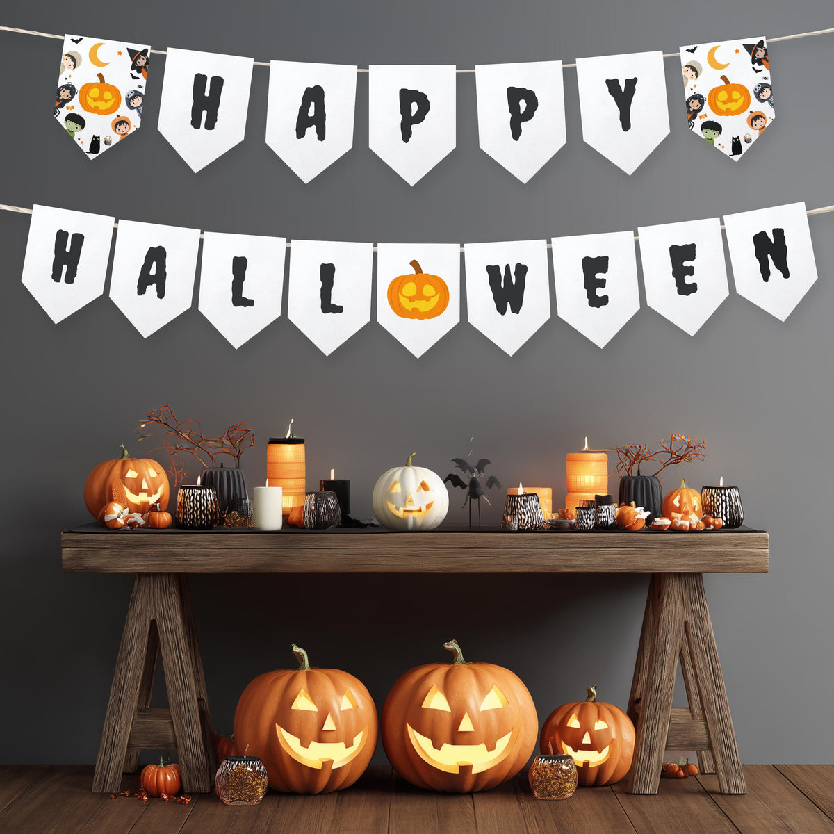 EDITABLE Halloween Party Banner, Happy Halloween Party Banner Printable, Halloween Pumpkin Party Templates Instant download