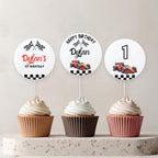 Editable Racing Car Birthday Cupcake toppers, Racing Car Party Cake toppers, Fast Car Template printable Instant Digital download 5987