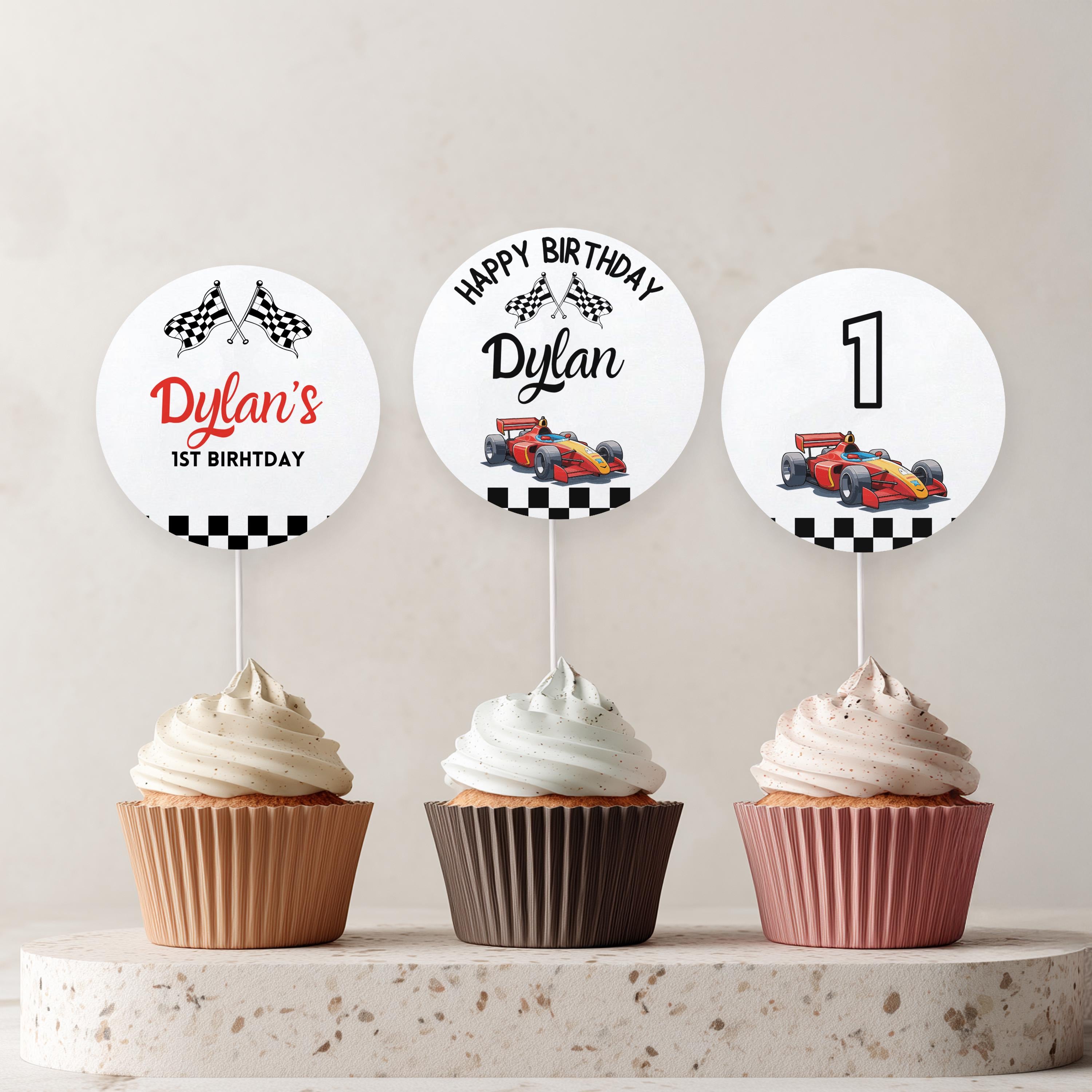 Editable Racing Car Birthday Cupcake toppers, Racing Car Party Cake toppers, Fast Car Template printable Instant Digital download 5987