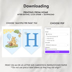 Blue Winnie the Pooh Birthday Banner, Happy Birthday Printable Banners