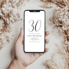 Minimalist Modern 30th Birthday Invitation, Gender neutral Invite, Thirty Birthday Party Invitations 9176