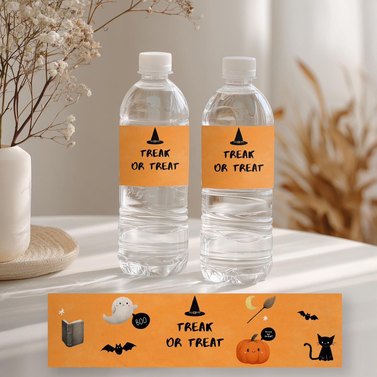 Editable Halloween Cute Costume Party Bottle Label | Instant Download | Printable Water Bottle Wrapper