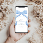 Blue Bow Birthday Invitation, Blue Bow Invitation, Blue Bow Birthday, Blue Ribbon Birthday Party Invite