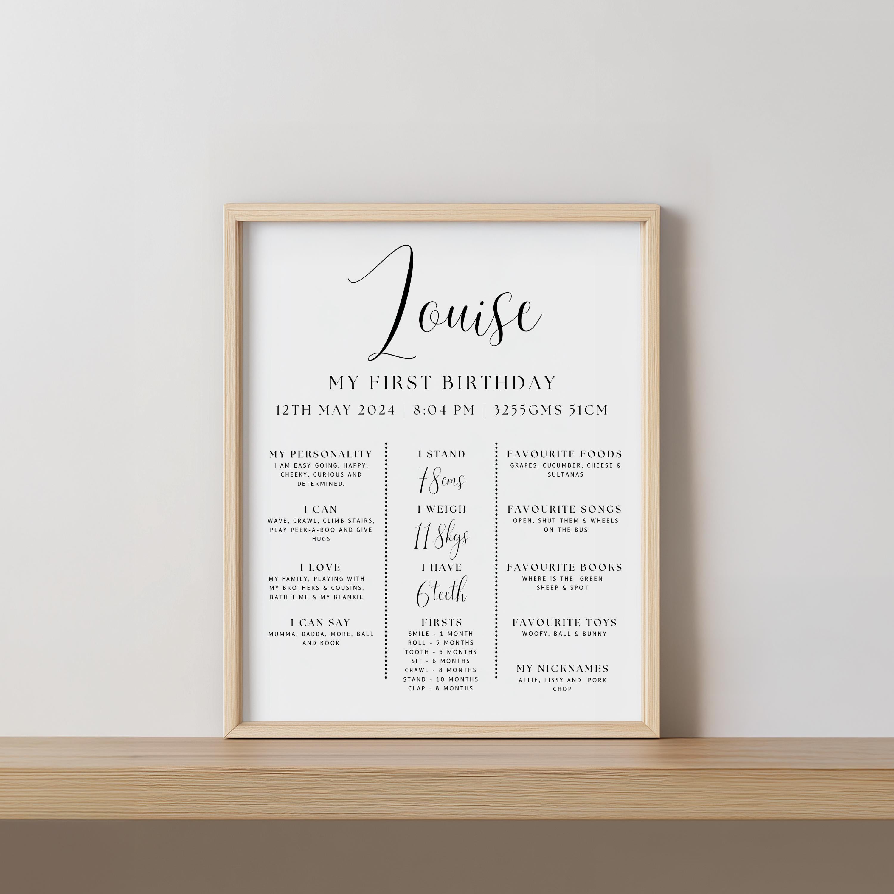 Minimalist Modern First Birthday Milestone Sign, Gender neutral Milestone Board, Baby 1st Year 9175