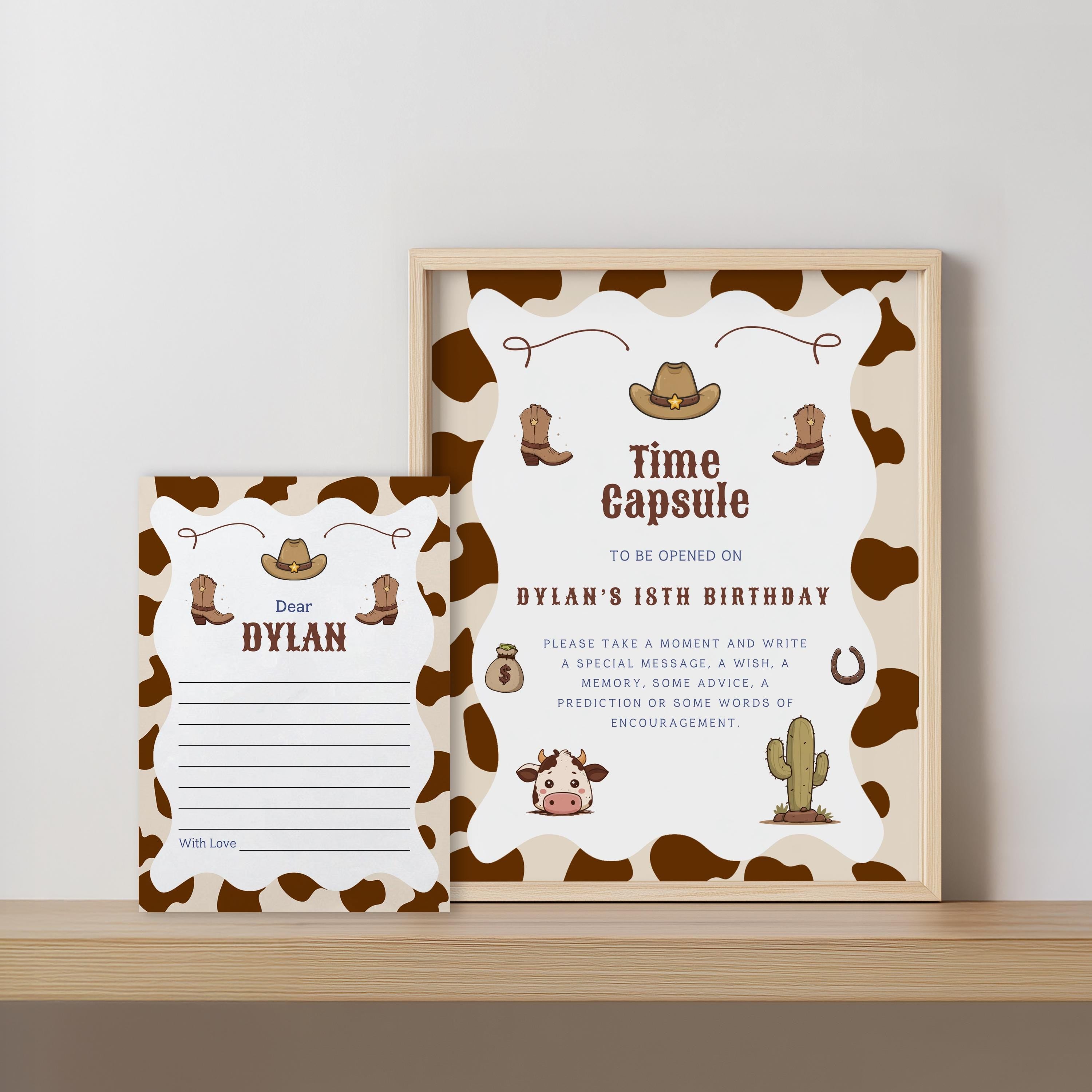 Cowboy First Rodeo Time Capsule Sign, Cowboy First Rodeo 1st Birthday Time Capsule, Cowboy 1st Birthday Decorations 8539