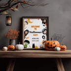 EDITABLE Halloween Welcome Sign, Halloween Costume sign, Mummy Witch Pumpkin Halloween Digital Instant download