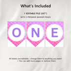 Mermaid High Chair Banner , Mermaid First Girl Birthday Party Decor, Pink Printable Flag 9168