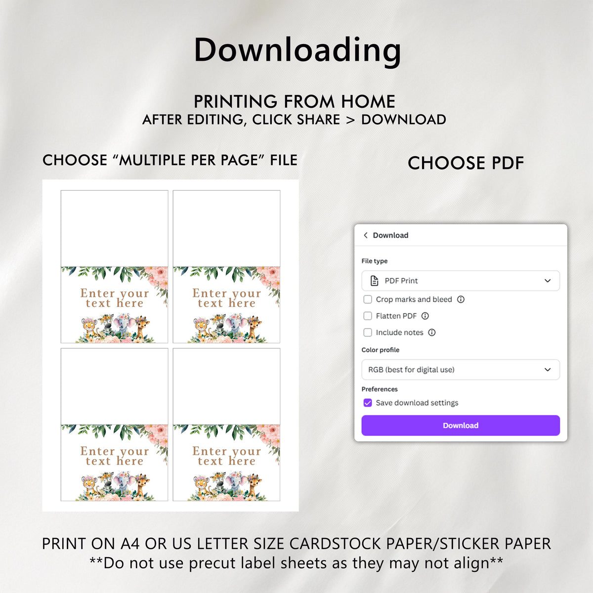 EDITABLE Safari Food tags, Girl Buffet label, Jungle Tent card Wild Food Label, Place Card Table Card Template Instant Digital download