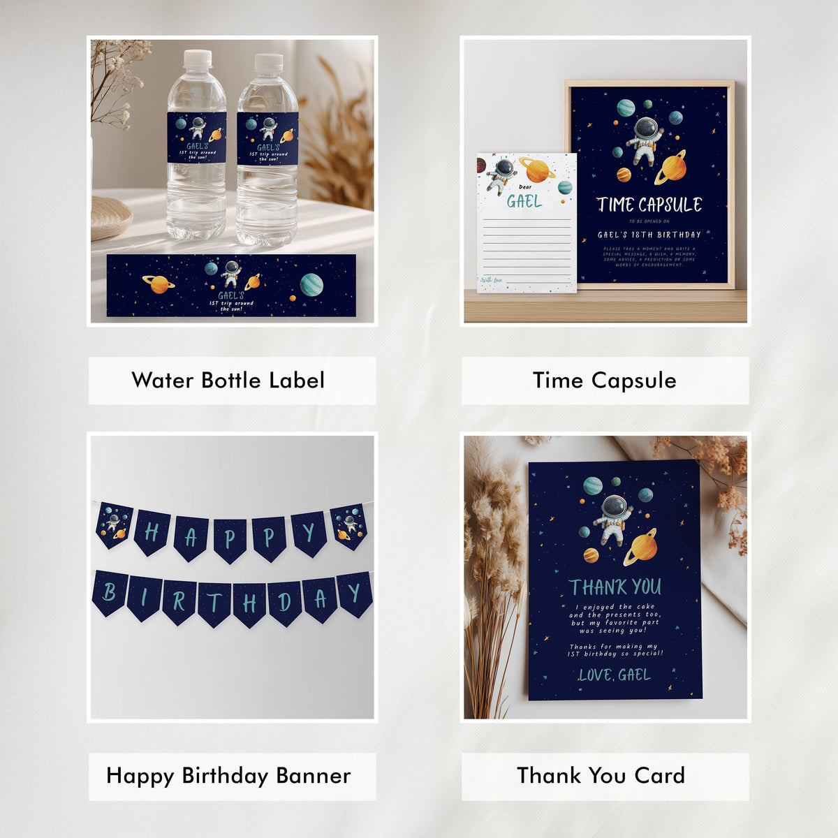 Astronaut First Birthday Invitation, Astronaut 1st Birthday Boy, Outer Space Decorations, Astronaut Party Bundle