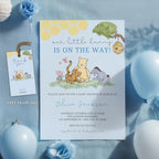 Blue Winnie the Pooh Baby Shower Invitation, Baby Party Invite