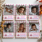 Pink Circus Milestone Year Photo, Carnival Baby's 1st Year Month Photos