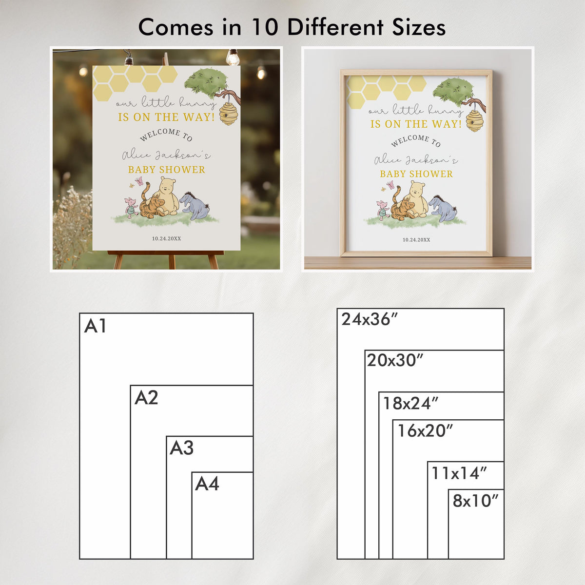 Winnie the Pooh Baby Shower Welcome Sign, Template Party Signs