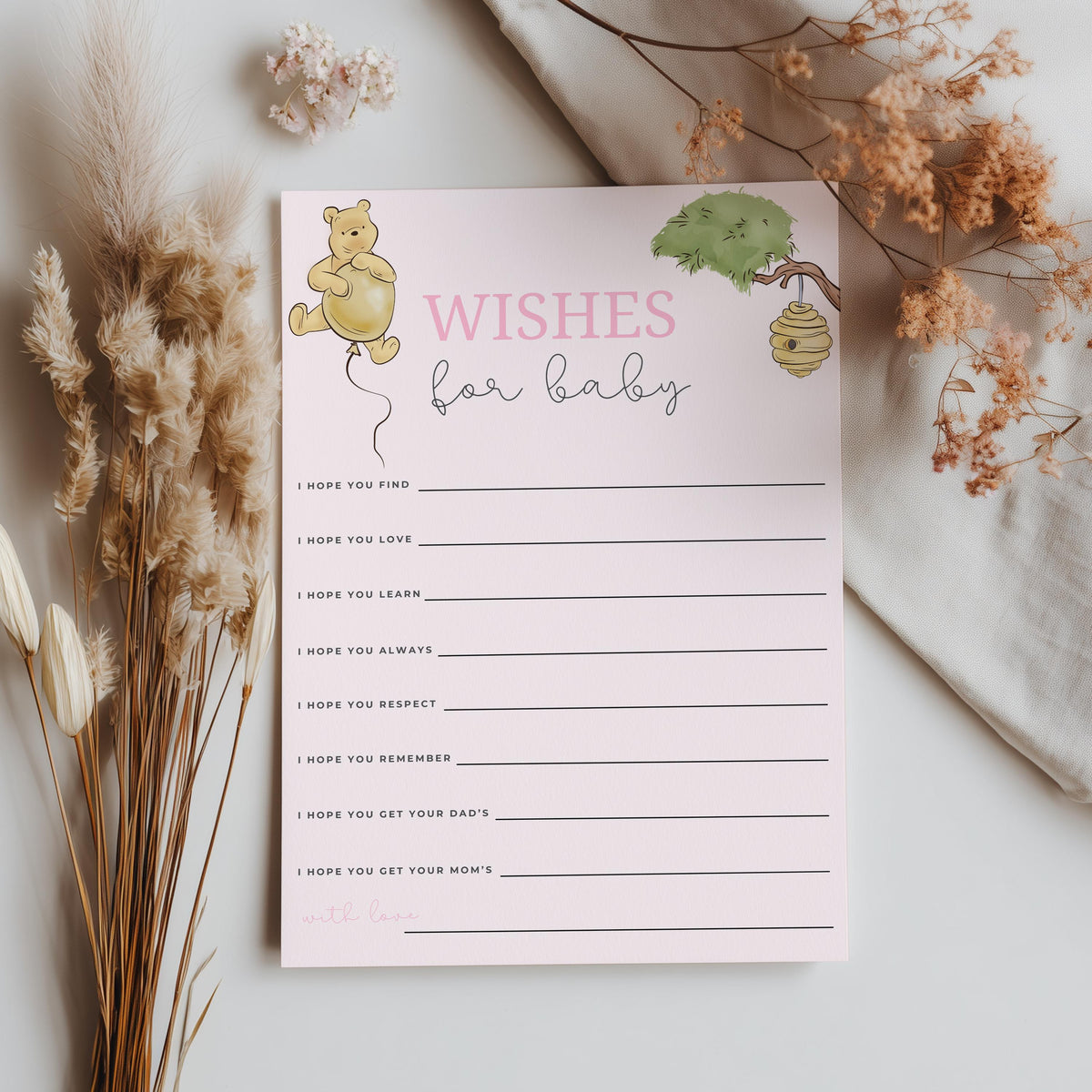Pink Winnie the Pooh Baby Shower Advice, Wishes and Predictions