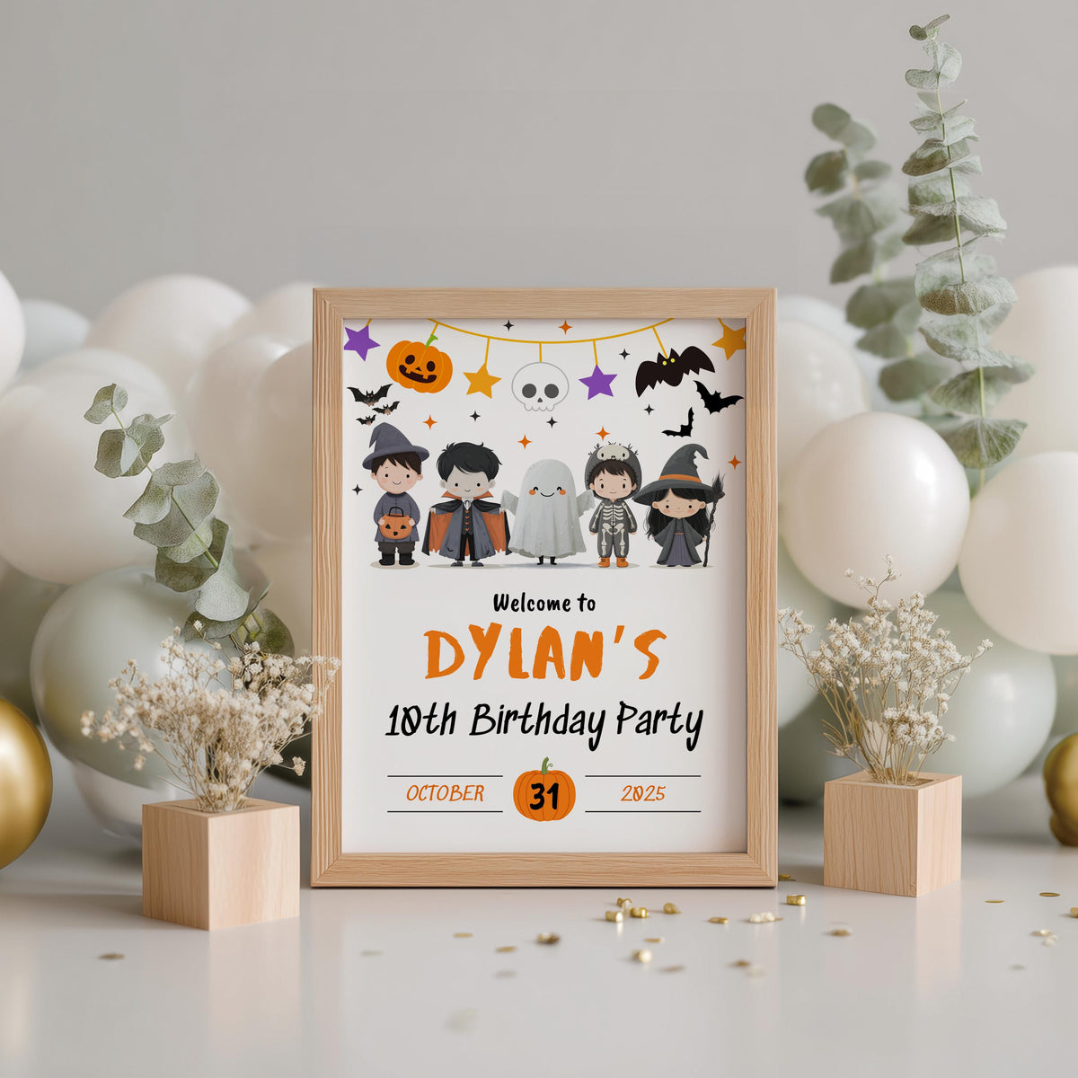 Halloween Costume Birthday Welcome Sign: Editable Canva Template (PDF File)
