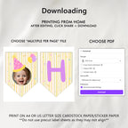 Fun to Be One Birthday Banner, Happy Birthday Printable Banners