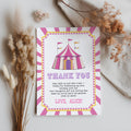 Pink Circus Thank You Card Template, Printable Thanks Card