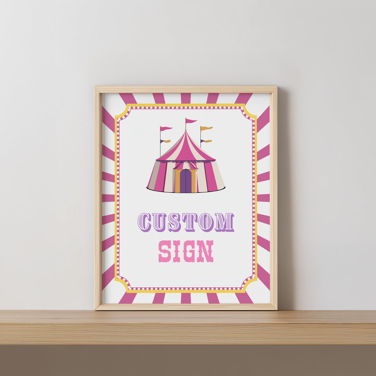 Pink Circus Custom Sign,  Birthday 8x10 Custom Signs