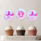 Mermaid Cupcake Toppers, Mermaid 1st Birthday, Mermaid First Cupcake Toppers, Mermaid Birthday Cupcake, Pink Mermaid Birthday 9168