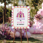 Pink Circus Welcome Sign, 1st Birthday Sign