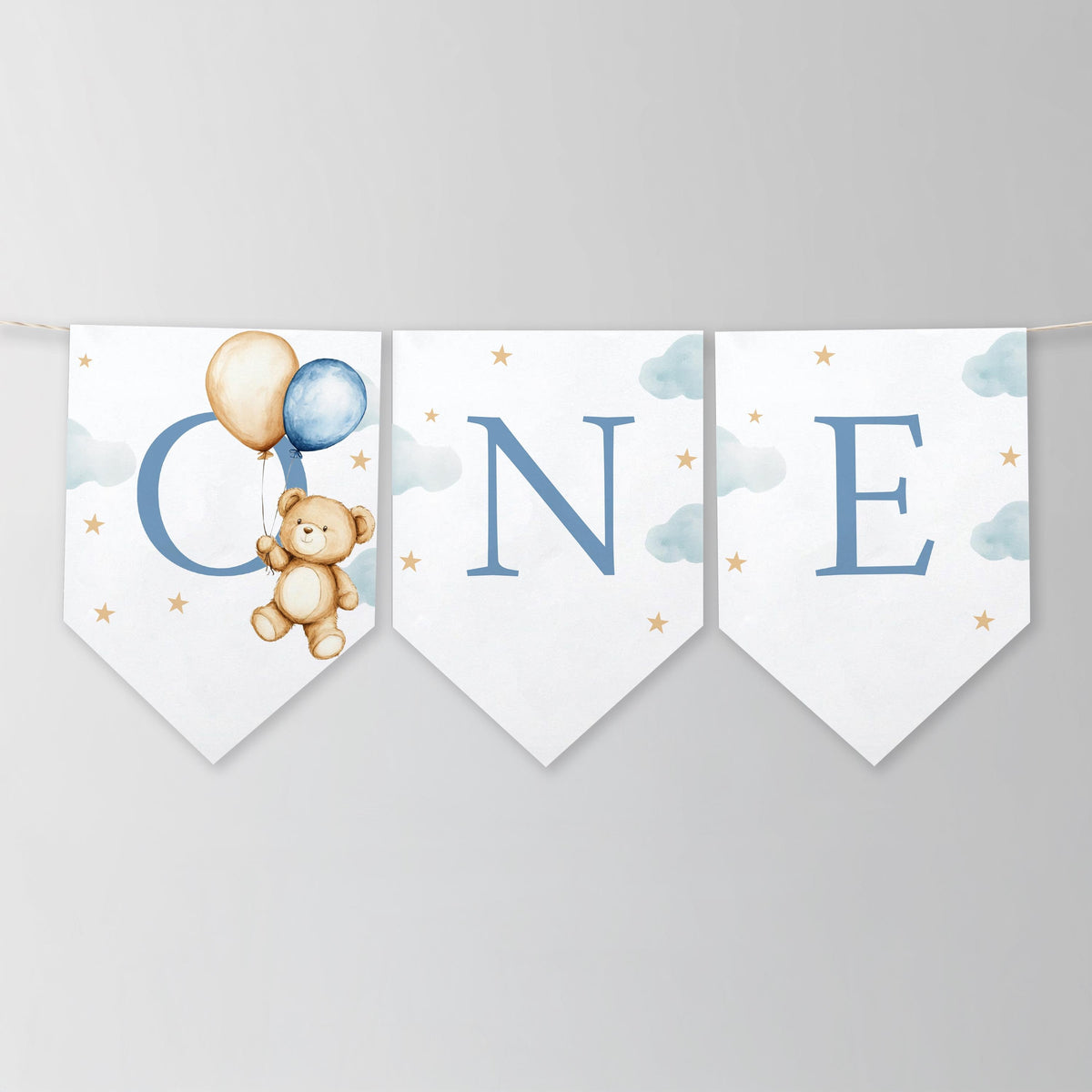 Teddy Bear High Chair Banner, Beary First Printable Bunting Flag