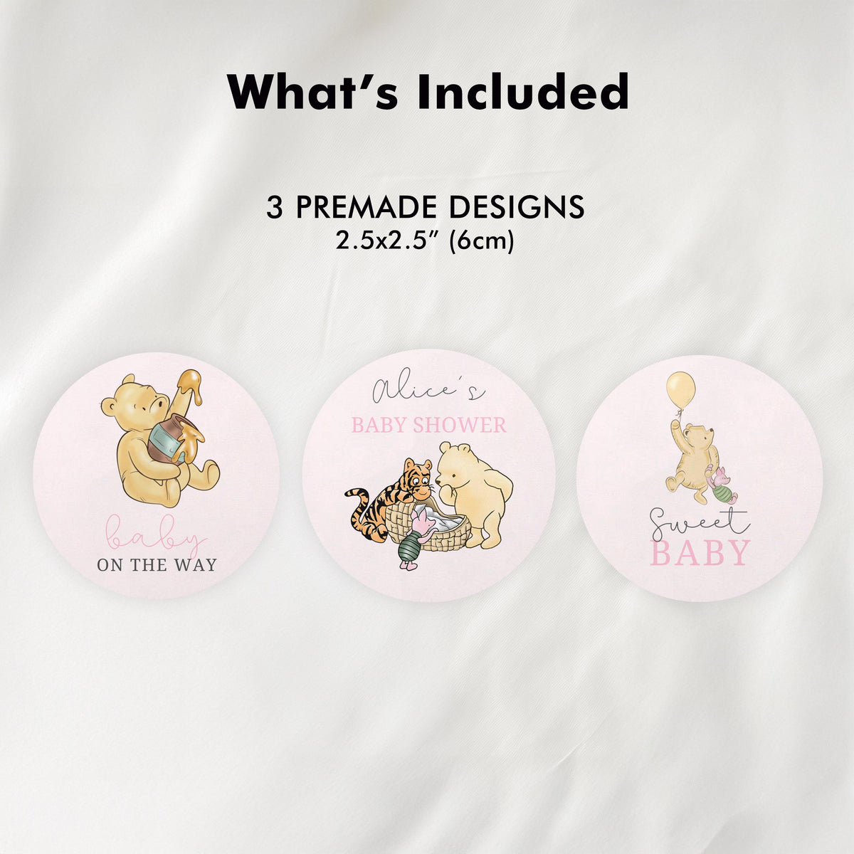 Pink Winnie the Pooh Baby Shower Cupcake toppers, Party Cake topper