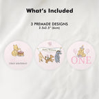 Pink Winnie the Pooh Cupcake Topper, Birthday Cupcake Toppers