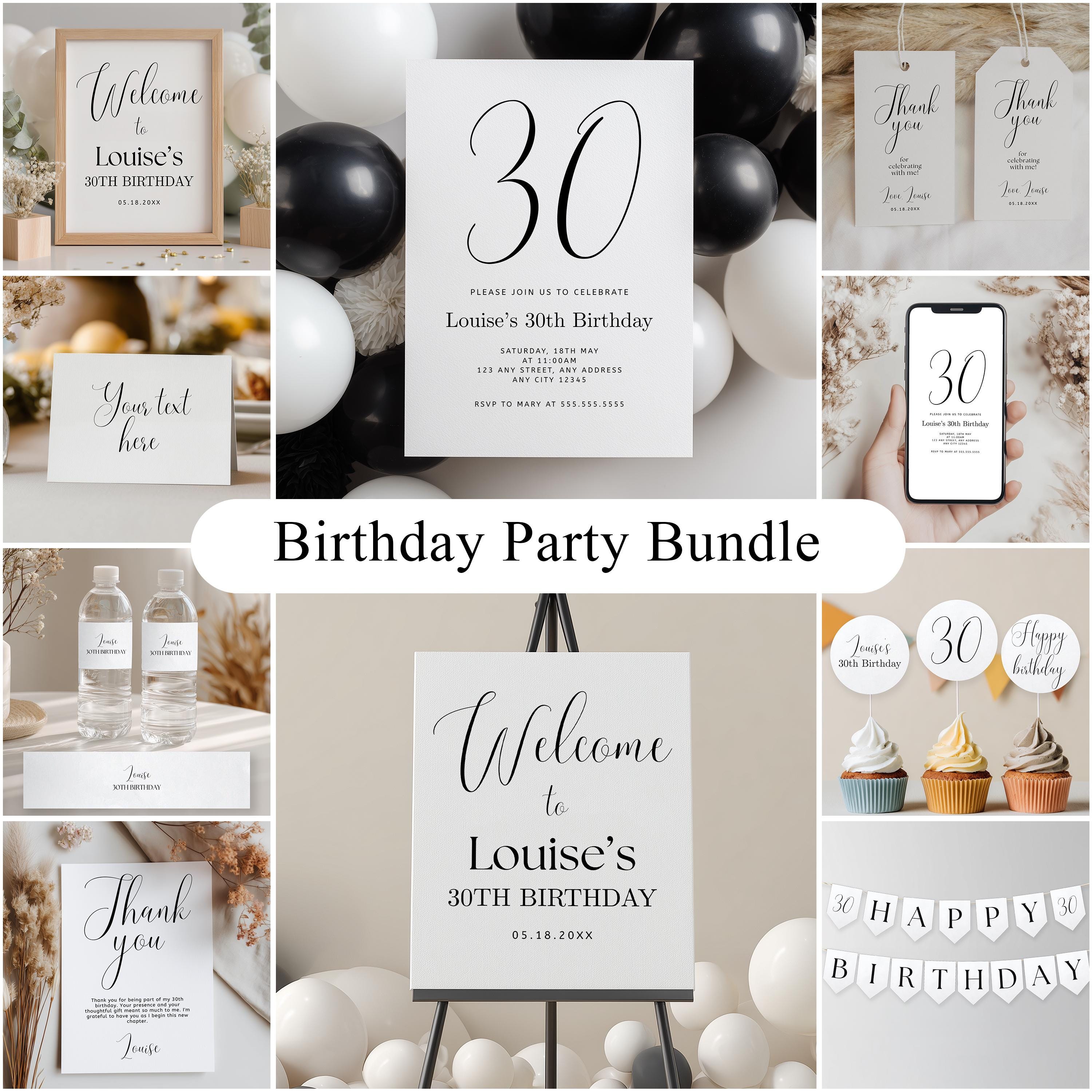 30th Party Decoration | 30th Birthday Bundle | Adult Minimalist Modern Decorations | Download 9176
