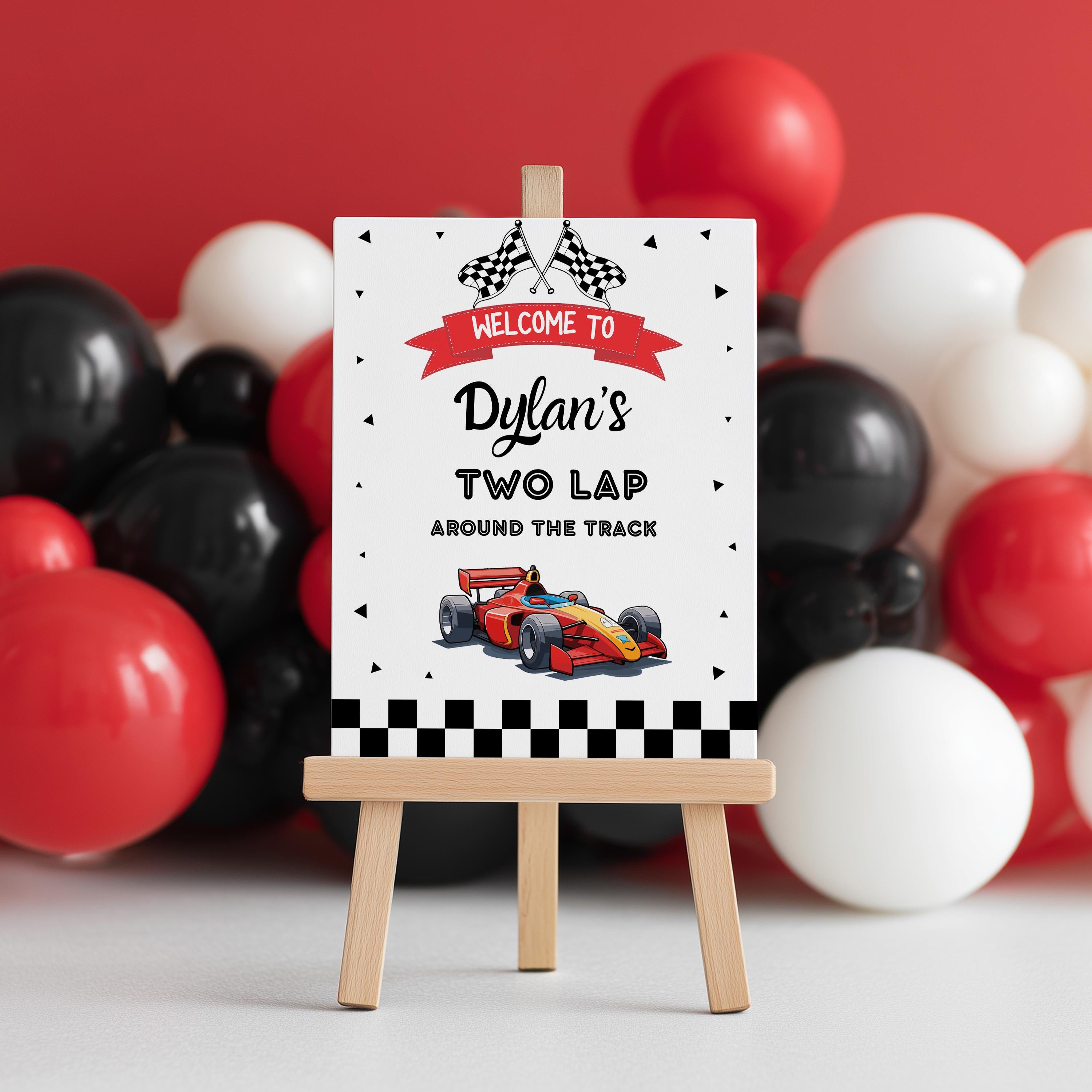 Growing Up Two Fast Welcome Sign, Racing Red Cars Sign, Car Second Birthday 9179