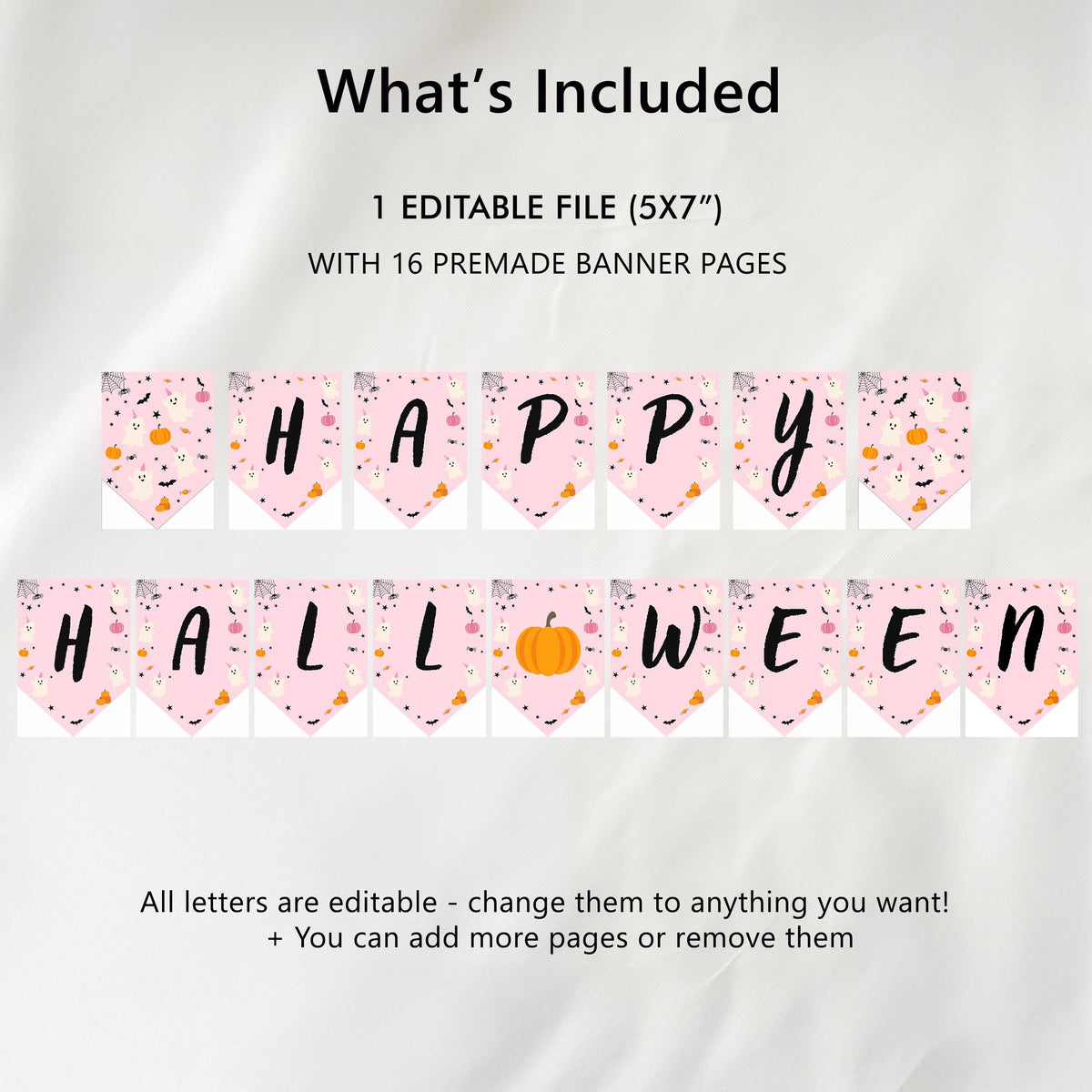 Pink Halloween Banner, Printable Template Download