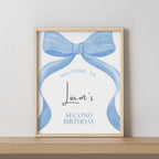 Blue Bow Welcome Sign, Birthday Welcome Signs