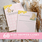 Pink Winnie the Pooh Baby Shower Games, Party Games Pack